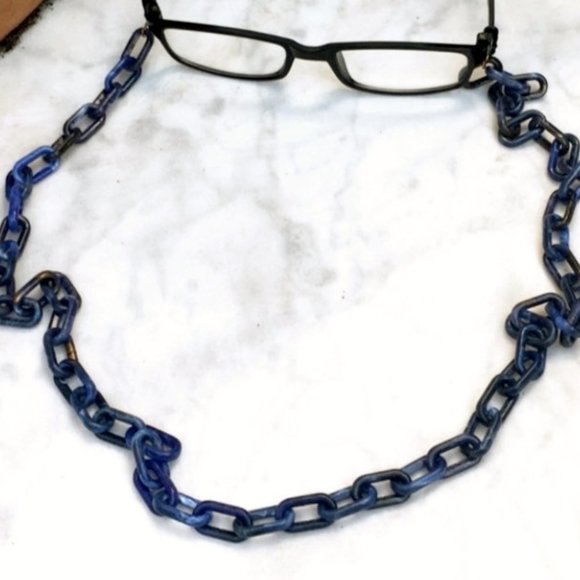 Chunky Link Glasses Chain in Blue Tortoise Shell